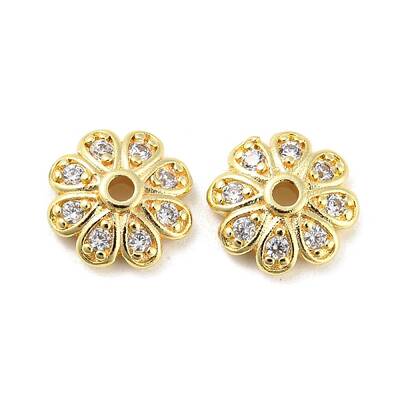 Brass Micro Pave Cubic Zirconia Bead Cap