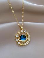 Elegant Moon & Planet Design Pendant Necklace for Women, Stainless Steel Jewelry for Daily Wear, Party, Daily Clothing Decor,...