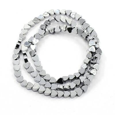 Grade A Electroplate Non-magnetic Synthetic Hematite Heart Beads Strands