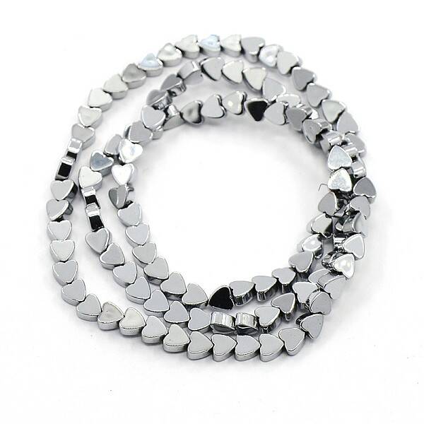 Grade A Electroplate Non-magnetic Synthetic Hematite Heart Beads Strands