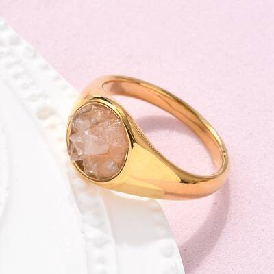 Round Natural Quartz Crystal Chips Finger Rings