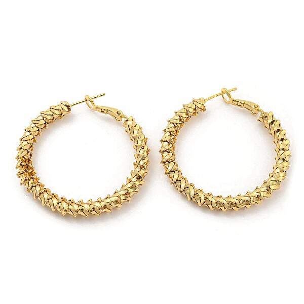 Rack Plating Brass Textured Ring Hoop Earrings
