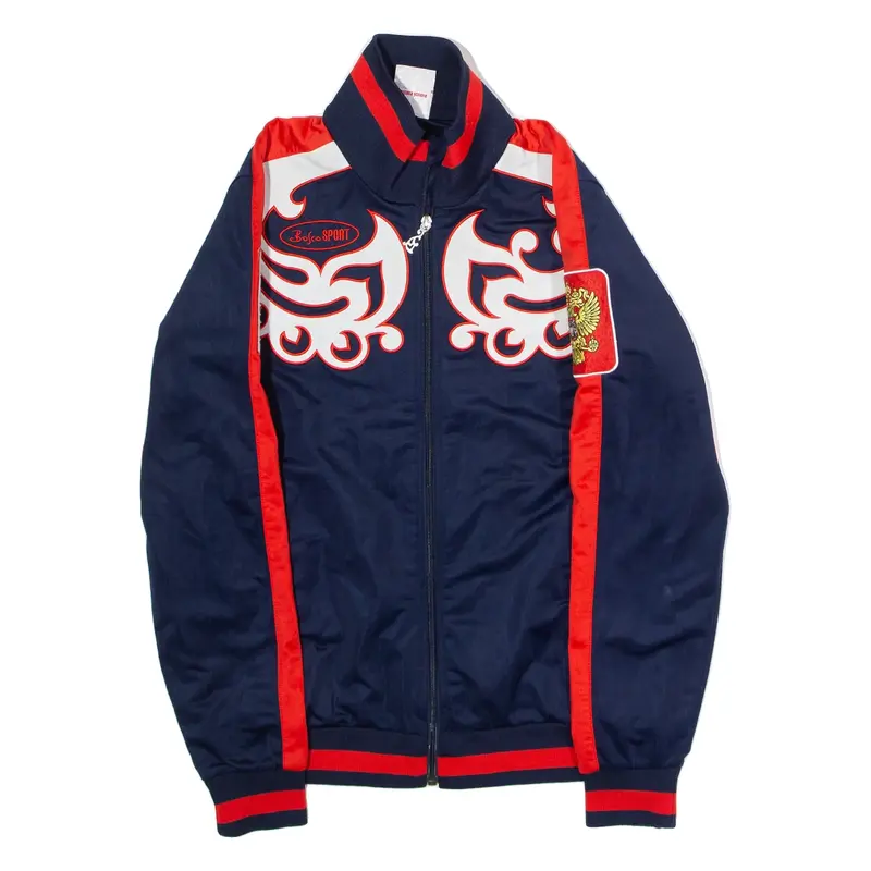 BOSCO SPORT Russian Olympic Team Mens Track Jacket Blue Crazy Pattern S