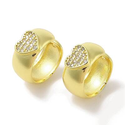 Brass Micro Pave Clear Cubic Zirconia Cuff Earrings for Women