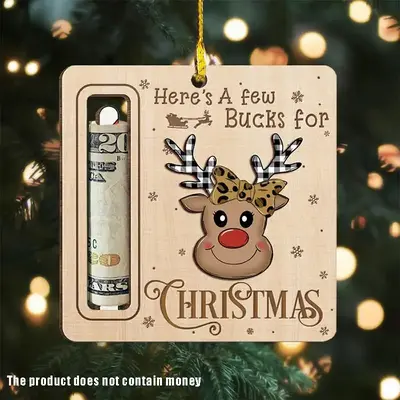 Christmas Themed Wooden Hanging Ornament, 1 Count/4 Counts Creative Christmas Pattern Hanging Decoration, Hanging Decor for H...