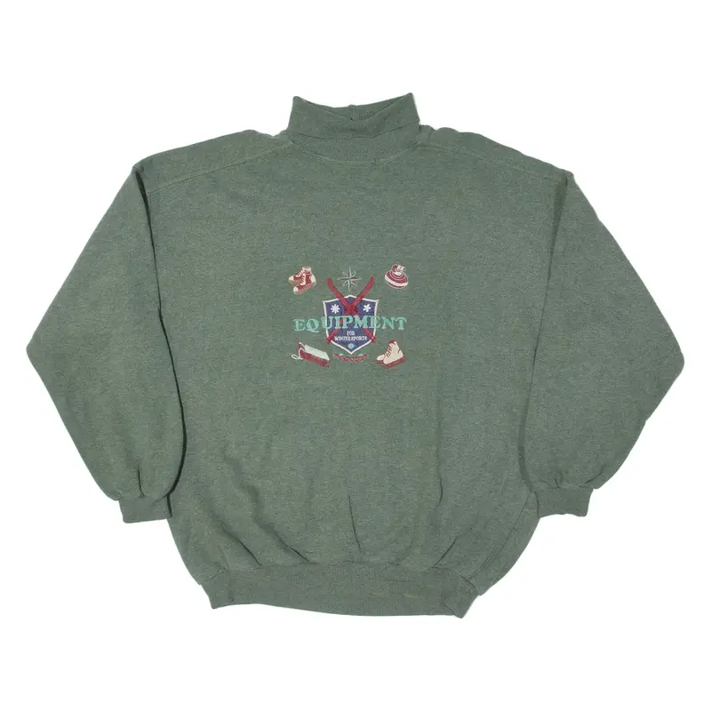 MODE MONTE CARLO Winter Sports Womens Sweatshirt Green Roll Neck 2XL