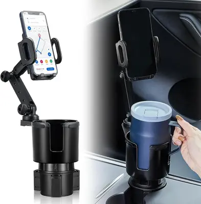 2024 Car Cup Holder Expander Adjustable Base with Phone Mount THIS HILL 360° Rotation Cup Holder Cell Phone Holder for Car C...