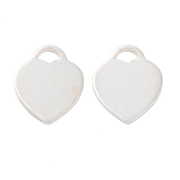 925 Sterling Silver Blank Heart Charms