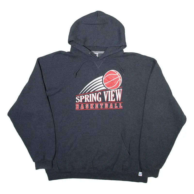 RUSSELL ATHLETIC Spring View Basketball Mens Grey Hoodie USA XL