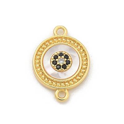 Brass Micro Pave Clear Cubic Zirconia Connector Charms