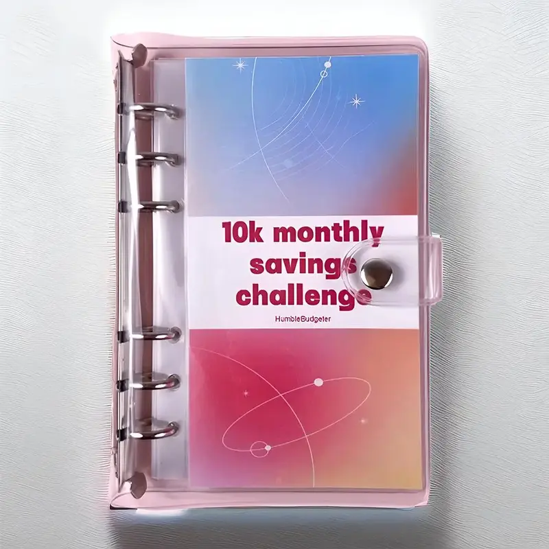 10k Monthly Money Saving Challenge Binder, 1 Count Money Saving Budget Binder with Cash Envelopes, Savings Challenges Book, 2...