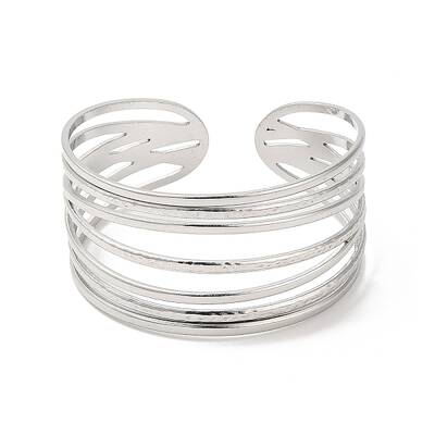 Non-Tarnish 304 Stainless Steel Multi Line Cuff Bangles for Women