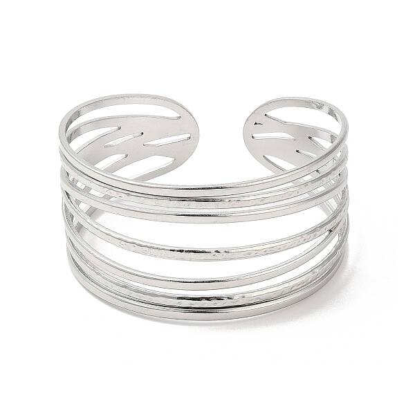 Non-Tarnish 304 Stainless Steel Multi Line Cuff Bangles for Women
