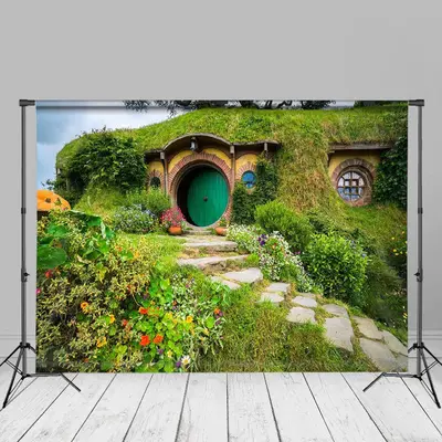 Hobbit House Rural Green Cabin Spring Photo Backdrop - Aperturee