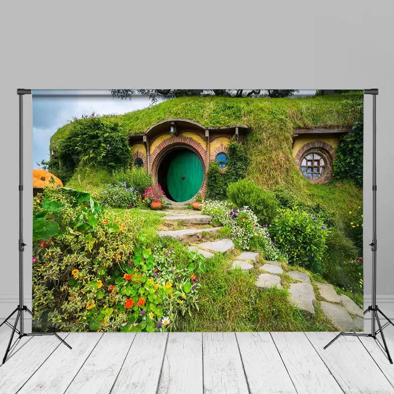 Hobbit House Rural Green Cabin Spring Photo Backdrop - Aperturee