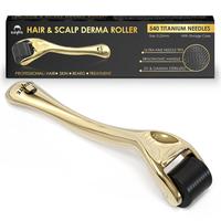 Elevate Derma Roller 0.25mm Luxury Gold Edition for Hair, Face, Skin, Beard Titanium Skincare Facial Comfort Serum Hair Kit C...