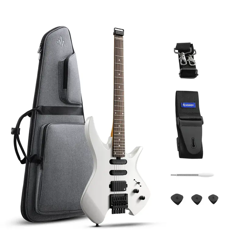 Donner HLX-500 Headless Electric Guitar - White / Guitar
