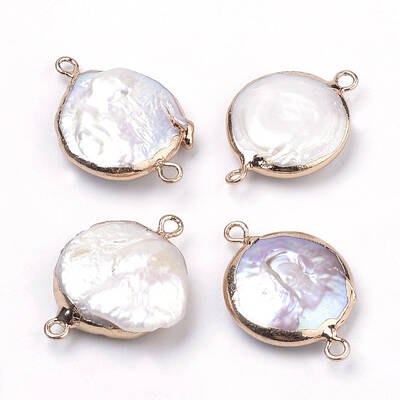Plated Natural Baroque Pearl Keshi Pearl Links connectors