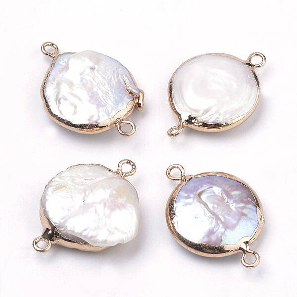 Plated Natural Baroque Pearl Keshi Pearl Links connectors