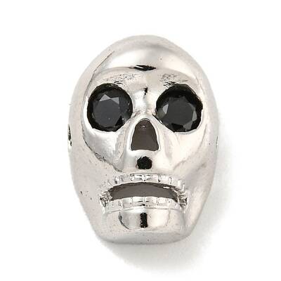 Brass Micro Pave Black Cubic Zirconia Beads