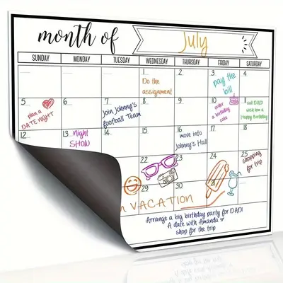 Magnetic Monthly Calendar, 1 Count Refrigerator Planner  Dry Erase Board, Planning Board for Kitchen Office School Refrigerat...