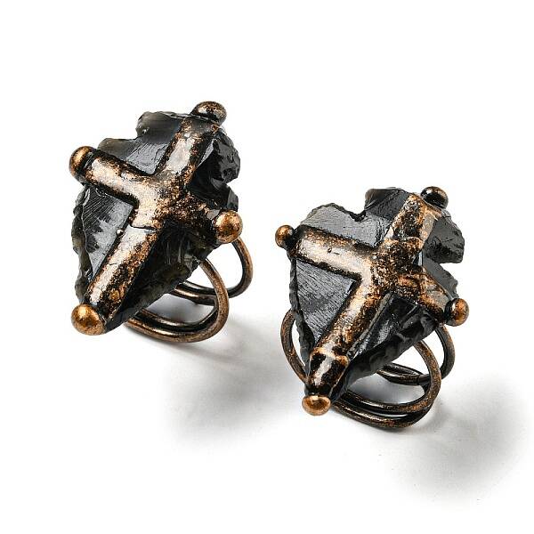 Red Copper Tin Cross Adjustable Ring