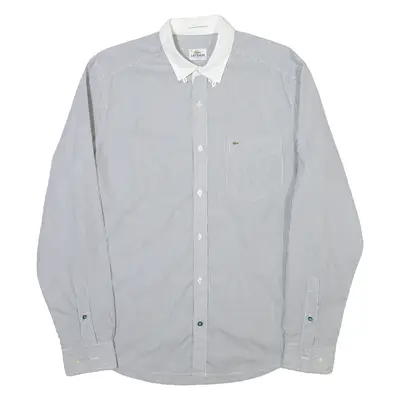 LACOSTE Tailored Fit Mens Shirt White Pinstripe Long Sleeve L