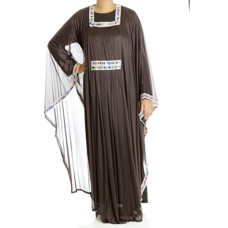 Brown 2-Piece Bedazzle Kaftan Dress