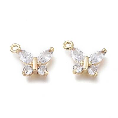Brass Micro Clear Cubic Zirconia Pendants