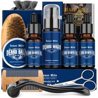Beard Growth Kit,Beard Care Kit,Beard Grooming Kit, Beard Gift Kit with Beard Roller, Beard Grooming Oil, Beard Wash, Beard B...