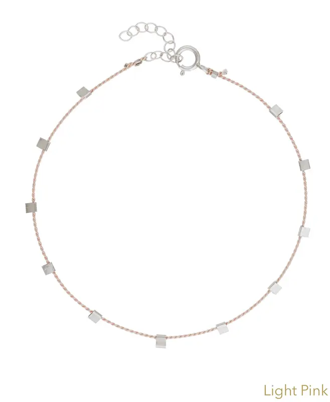 Hilo Bracelet | Metal Color: Silver | Color: Light Pink | Length: Adjustable 7 - 8 inches