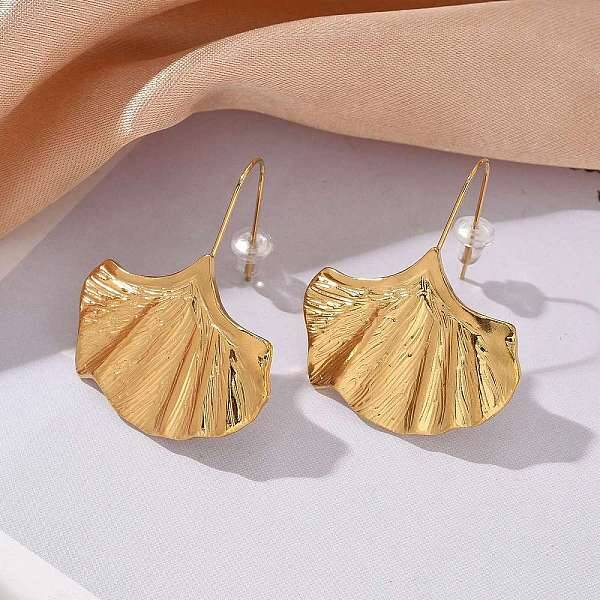 Ion Plating(IP) 304 Stainless Steel Ginkgo Leaf Dangle Earrings for Women