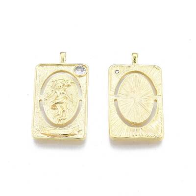 Brass Micro Pave Clear Cubic Zirconia Pendants