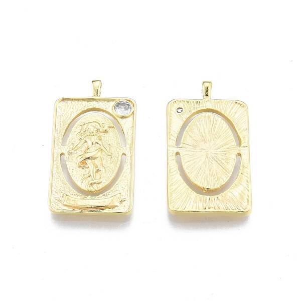Brass Micro Pave Clear Cubic Zirconia Pendants