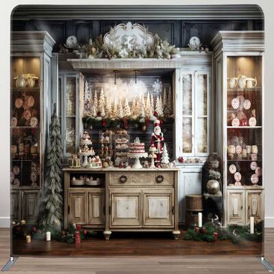 Aperturee Indoor Christmas Kitchen Fabric Photo Booth Backdrop | Xmas Backdrop | Christmas Photo Booth Backdrop | Christmas B...