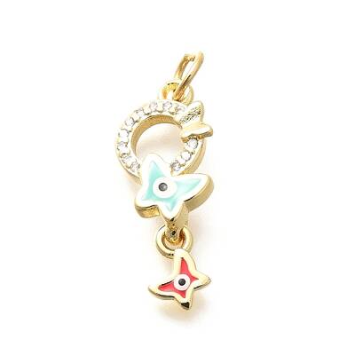 Brass Micro Pave Cubic Zirconia with Enamel Pendants