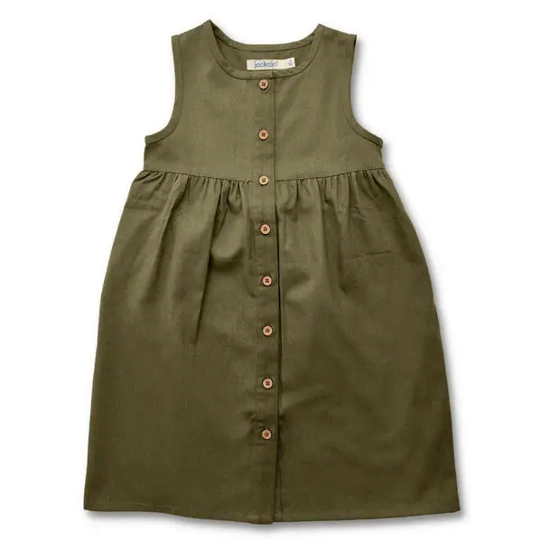 Jo Dress - Dark Olive - Sample - Sizes 4, 8 | Size: 4 y