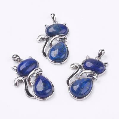 Natural Lapis Lazuli Kitten Pendants
