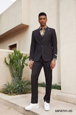 Stacy Adams Men's 3-Piece Pinstripe Hybrid Suit