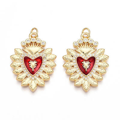 Brass Micro Pave Clear Cubic Zirconia Pendants