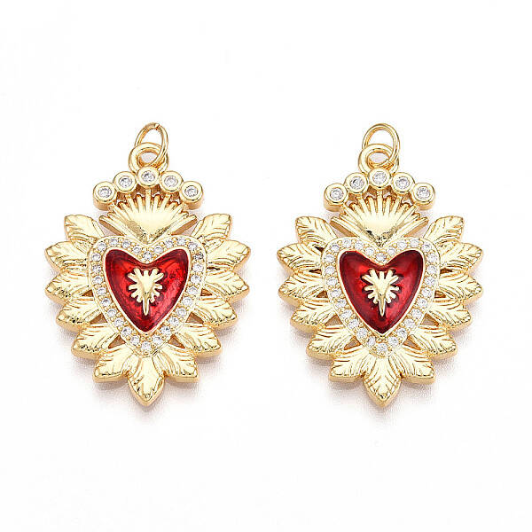 Brass Micro Pave Clear Cubic Zirconia Pendants