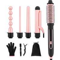 5 in 1 Hair Curler Set, 1 Box Ceramic Hair Curler & Interchangeable Curling Irons & Gloves & Clips, Hair Styling Tool for Wom...
