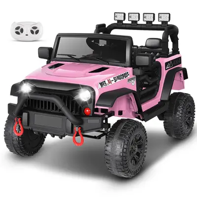Hikole 12V/24V Kids Ride-on Car with Parental Remote Control LED Lights 3 Speeds Seat Belt MP3 Player 2-Point Safety Belt Goo...