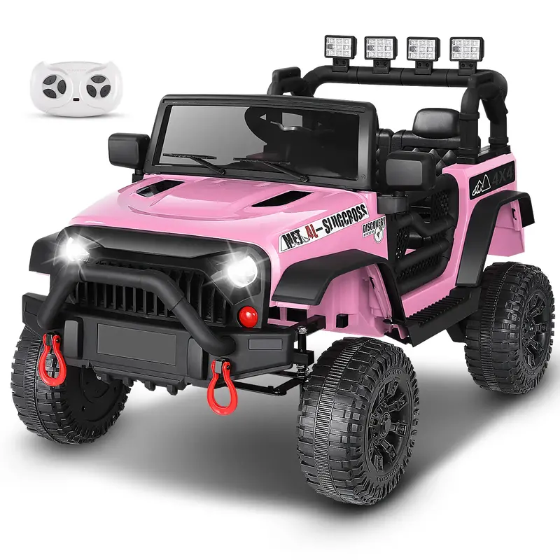 Hikole 12V/24V Kids Ride-on Car with Parental Remote Control LED Lights 3 Speeds Seat Belt MP3 Player 2-Point Safety Belt Goo...