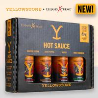 Elijah's Xtreme + Yellowstone Hot Sauce Variety Pack 4 Bottle Gift Set with Garlic Habanero, Ghost Pepper, Carolina Reaper, &...