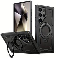 for Samsung Galaxy S25 S24 S23 S22 Ultra 5G Case High Quality for Magsafe Magnetic with 360 Finger Ring Stand Back Cover Heav...