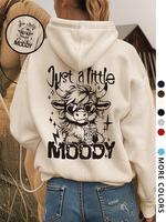 Women's Cartoon Highland Cow Print Drop Shoulder Hoodie, Fashion Casual Letter Print Drawstring Pocket Hooded Sweatshirt for ...