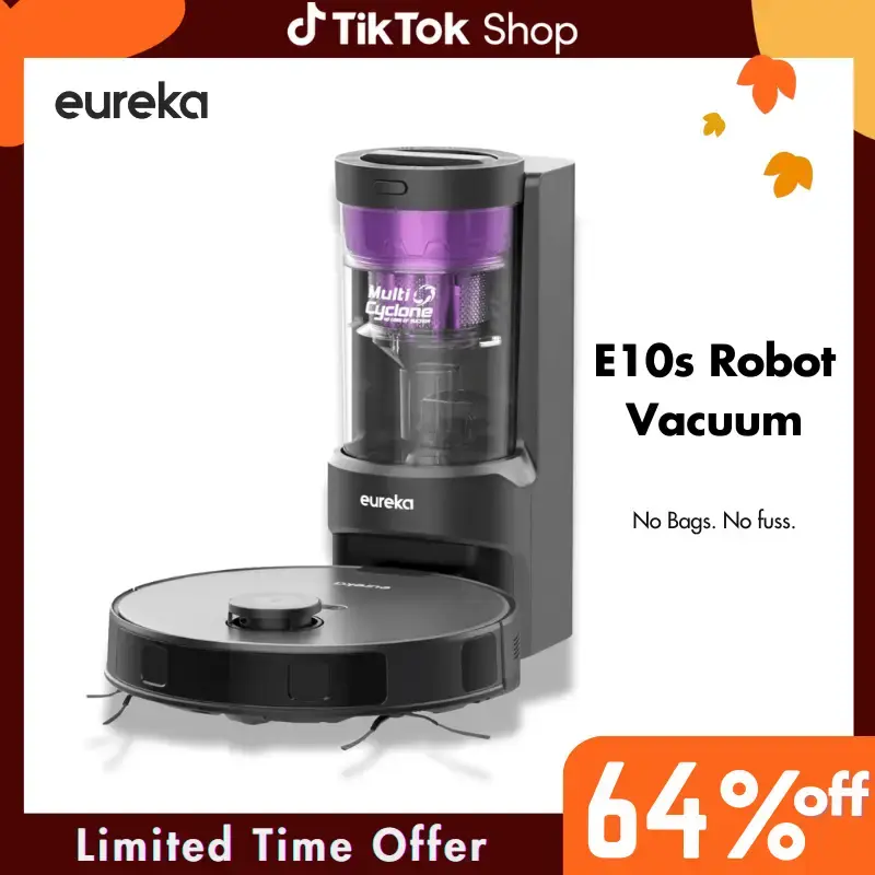 Eureka E10s Robot Vacuum with Bagless Self-emptying Station 4000Pa Suction Power LiDAR Navigation 45-Day Capacity 2-in-1 Mop ...