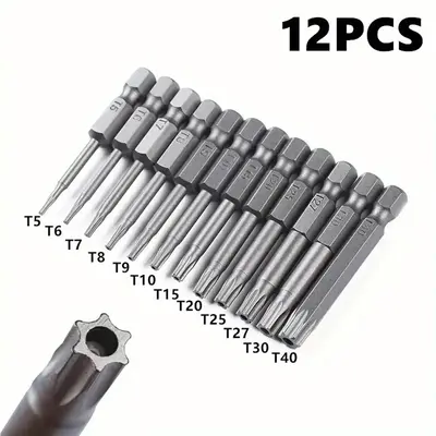 Magnetic Torx Security Screwdriver Bit Set, 50mm Extended Hollow Design & Hexagonal Handle Torx Screwdriver Bit Set, Power To...