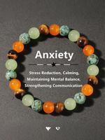 Natural Tiger Eye Agate Gemstone Beaded Bracelet, Boho Style Bracelet, Spiritual Jewelry to Cure Anxiety, Unisex Chakra Balan...